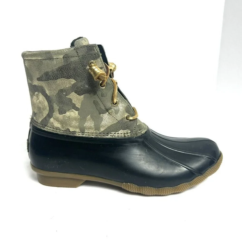 Sperry Womens Saltwater Camo Boots Size 9.5 M